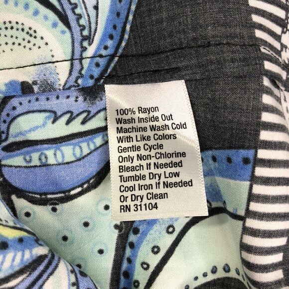 Kaari Blue Women's MIDI Dress 10 Shift Paisley Roll Tab Sleeve V Neck Rayon - Picture 7 of 9